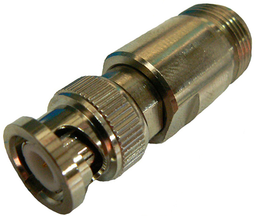 BNC male to N-type female straight inter-series adaptor, DC-3 GHz, 50 Ohms – nickel plated